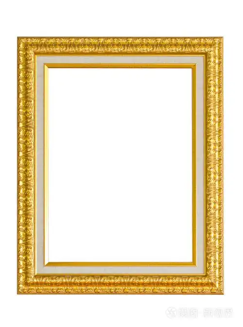 金色相框白色上孤立