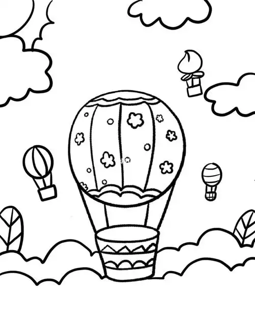 热气球儿童画创意画简单好看