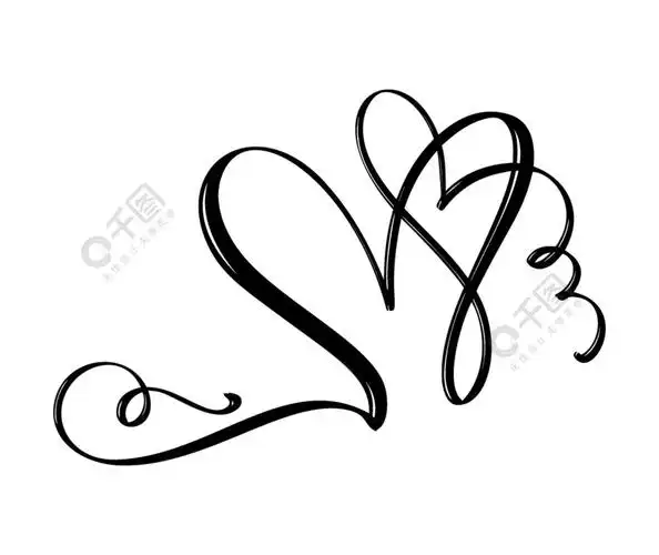 手绘两个心爱的标志浪漫书法矢量图用于t恤贺卡海报婚礼的概念图标