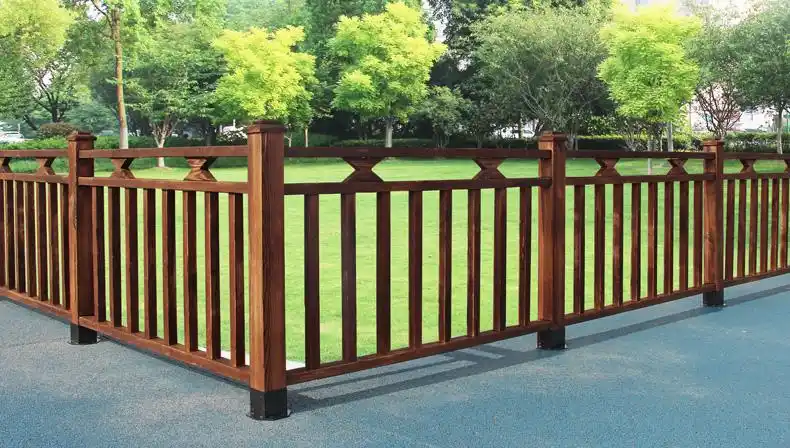 防腐木护栏实木户外室外碳化木栅栏庭院隔断别墅露台木围栏木栏杆蓝