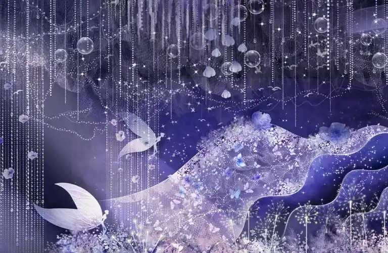 紫色童话婚礼手绘效果图分享93在秘境深处中静谧而又深邃营造出梦幻