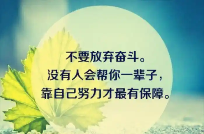 没有人会帮你一辈子,靠自己努力才最有保障!