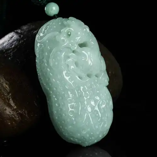 碧玉尊 翡翠手把件 大号翡翠挂件玉龙花生玉坠手玩件a货