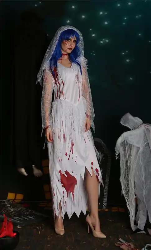 鬼新娘带血服装女鬼服万圣节服装复活节吸血鬼制服化妆舞会派对服