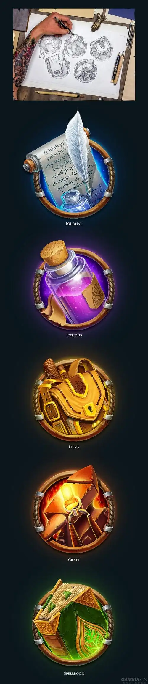 高清手绘 游戏道具图标设计 |gameu.