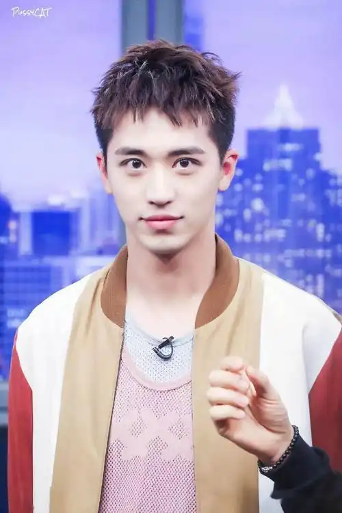 75许魏洲狗啃式刘海算是比较正经,整个发型非常有立体感,发顶的部分