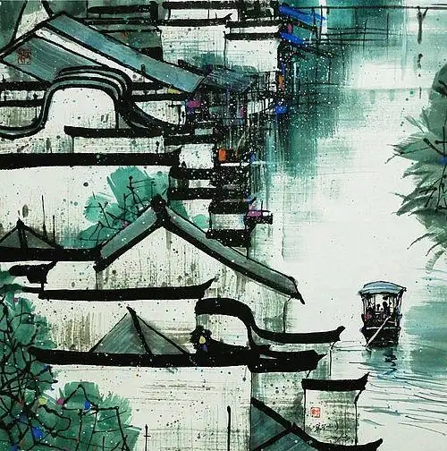 《国画式水彩建筑》汪钰元国画作品-唯美的中式水彩及国画作品(一)