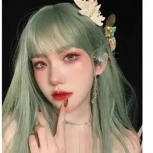 假发女抹茶绿
