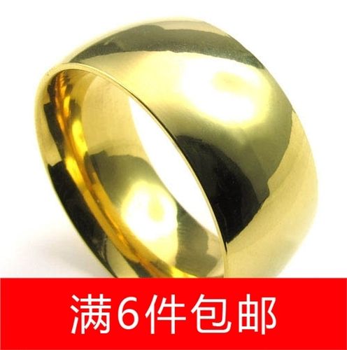 清仓处理 古铜色 暗金 不锈钢光面圆角酷男戒指1宽指环
