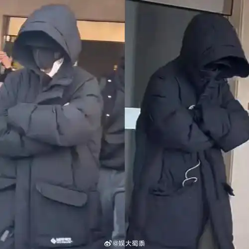 到很热的快30度天气,他都穿着同一件羽绒服裹着自己,不露脸不露手