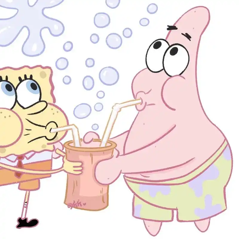 卡通情头︱海绵宝宝and派大星 和好朋友一起吹泡泡叭! 软件:procreate