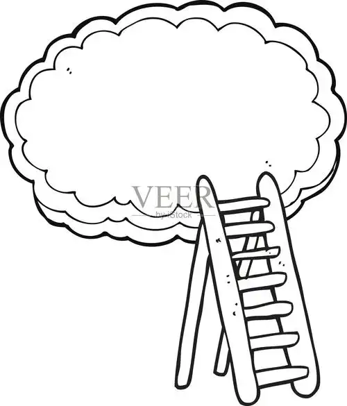 黑白卡通天梯插画图片素材