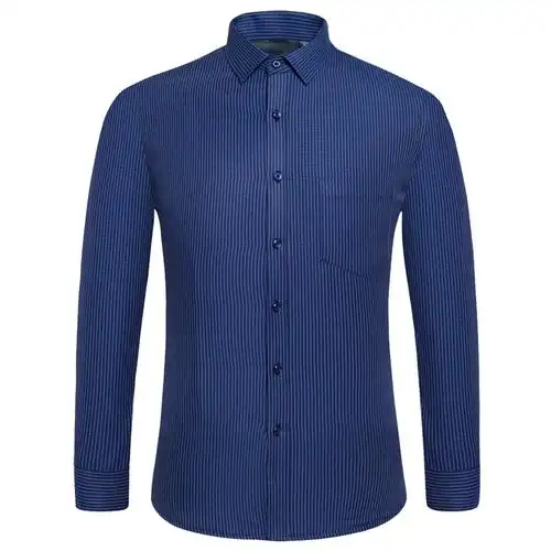 冬季保暖衬衫男长袖加绒加厚条纹中年衬衫爸爸装免烫商务衬衣男士衬衫