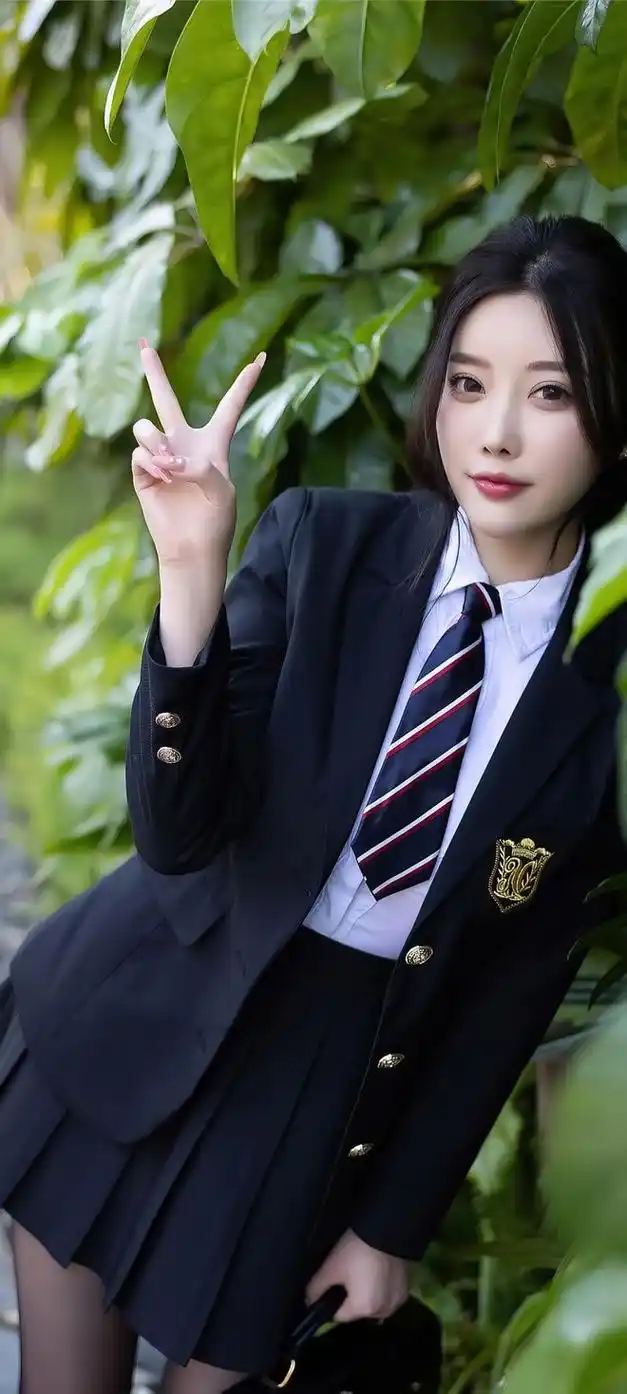 杨晨晨写真图经典jk制服配黑丝青涩与性感兼具