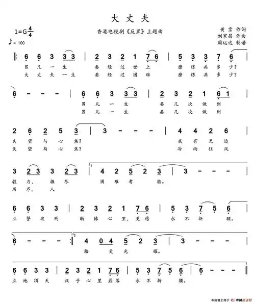 大丈夫香港电视剧反黑主题曲周运达制谱版