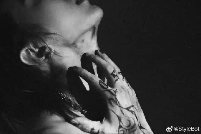 的又一组大片和拍摄花絮,画面中蔡徐坤湿发,皮衣,玫瑰纹身,腹肌又野又