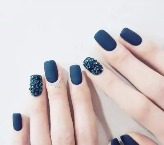 40款干净舒服的雾霾蓝美甲
