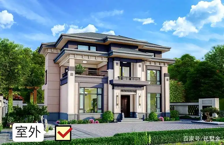 农村王总自建二层新中式别墅,霸气凛然,还以为是哪个开发商家呢