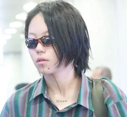 窦靖童前胸处又增添神秘纹身字母!翻译过来是"空虚"的意思!