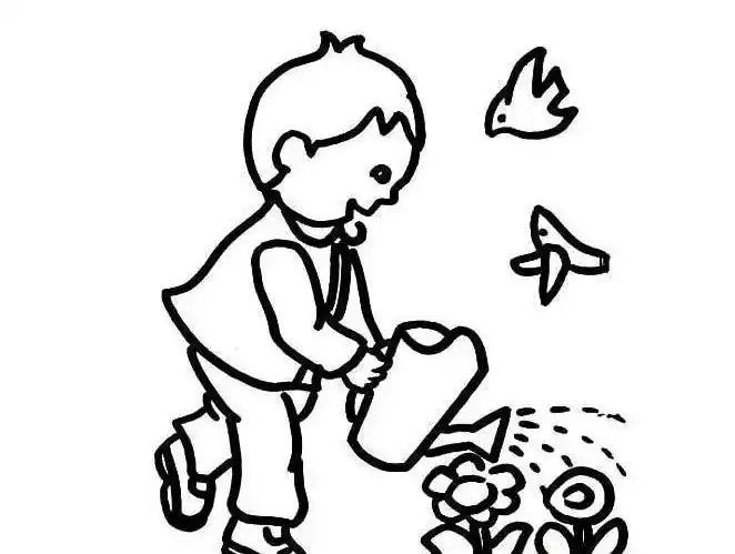人物浇花简笔画