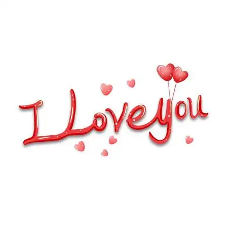 七夕情人节i love you英文卡通艺术字