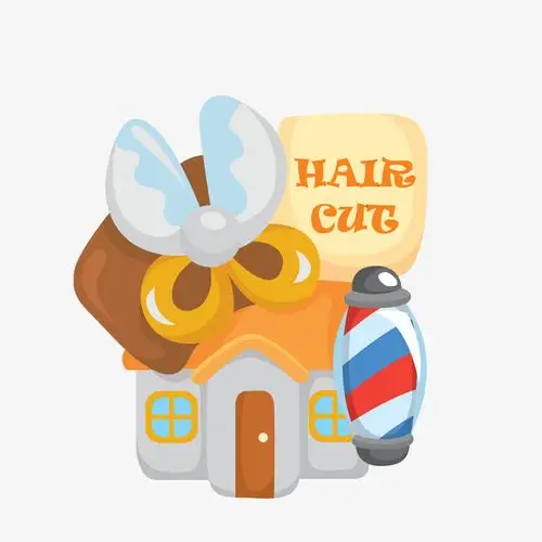 矢量卡通创意理发店