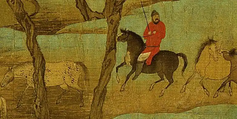 汉桥话画:《秋郊饮马图》元代赵孟頫鞍马人物画代表作