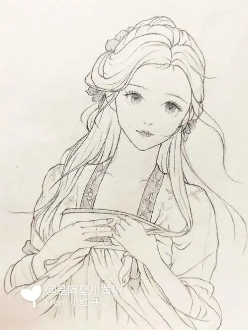 线稿  #少女线稿  #古风线稿人像  #古风手绘  #画画的日常  #薯
