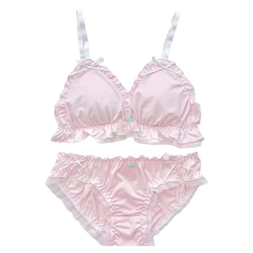 甜美可爱学生少女内衣蕾丝边纯欲无钢圈舒适文胸套装日系卡通