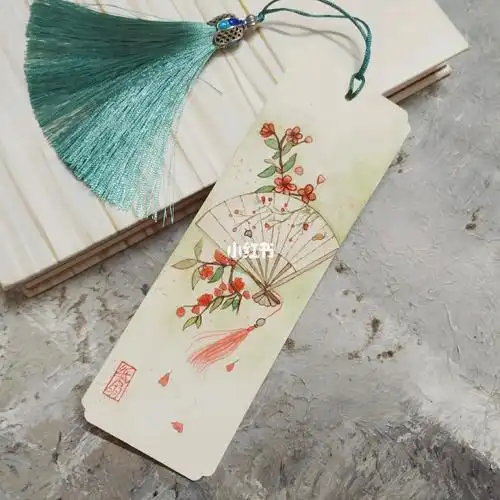 手绘水彩古风书签2古风扇子