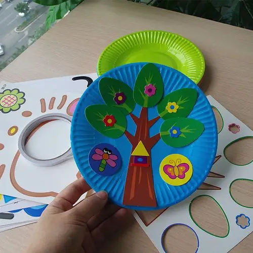 益智早教儿童手工diy幼儿园创意贴画动手玩具美术纸盘贴纸3-5-7岁
