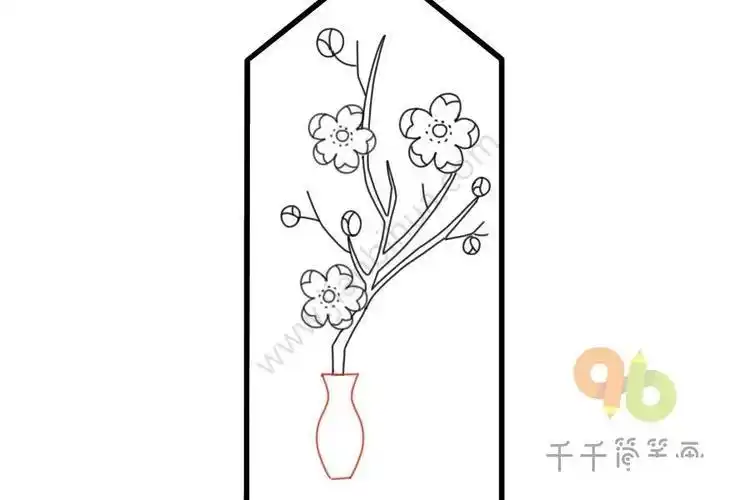 桃花简笔画书签