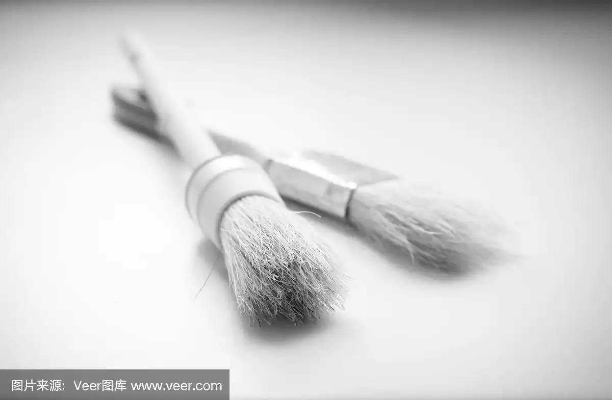两个画笔.黑白照片