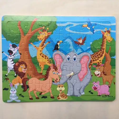 厂家直销木质拼图儿童玩具60片木质拼图宝宝益智玩具3-5岁拼图拼