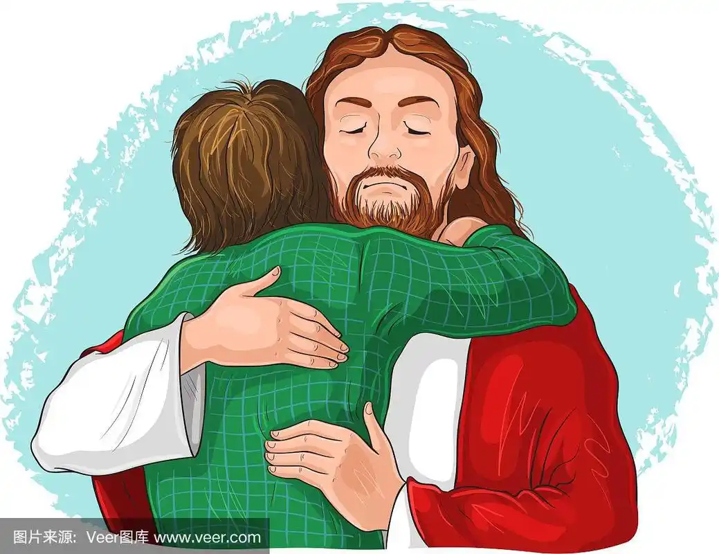 耶稣拥抱儿童卡通基督徒孤立