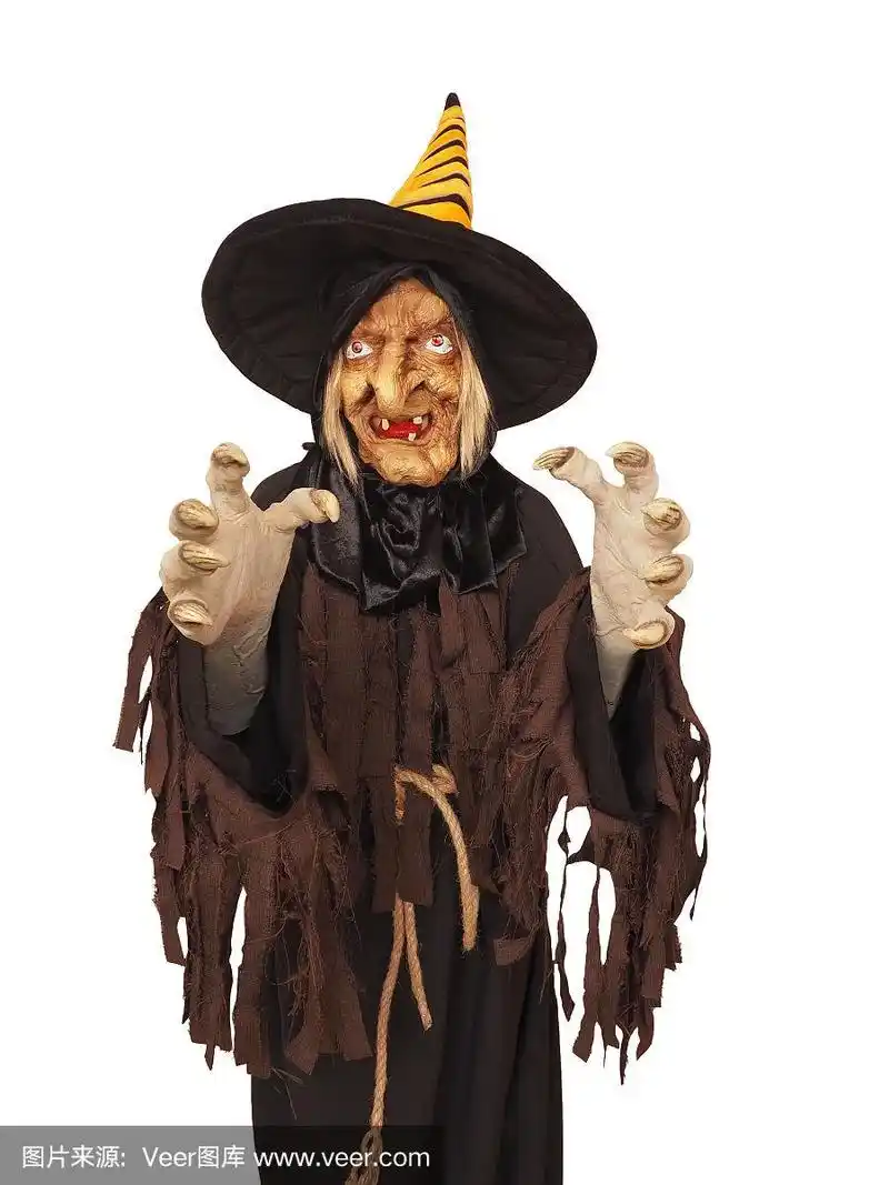 女巫,丑陋,分离着色,概念,白色背景