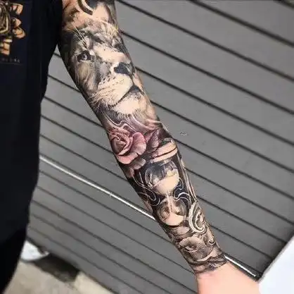 欧美风格的现实花臂纹身图案2