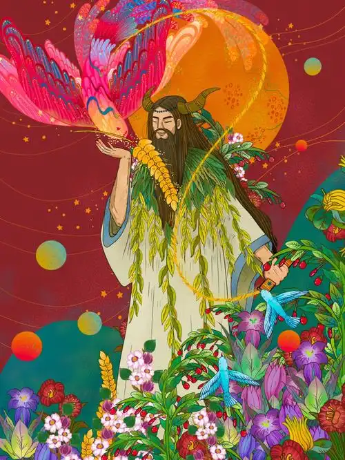 《炎帝神农》炎帝,是中国上古时期姜姓部落的首领尊称,号神农氏,女娲