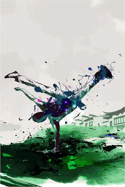 中国风手绘水墨街舞背景图免抠素材免费下载_觅元素51yuansu.com