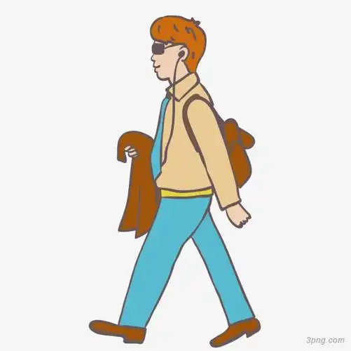 听耳机走路的人png素材透明免抠图片-装饰效果