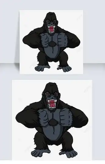 原创黑色捶打胸口q版大猩猩