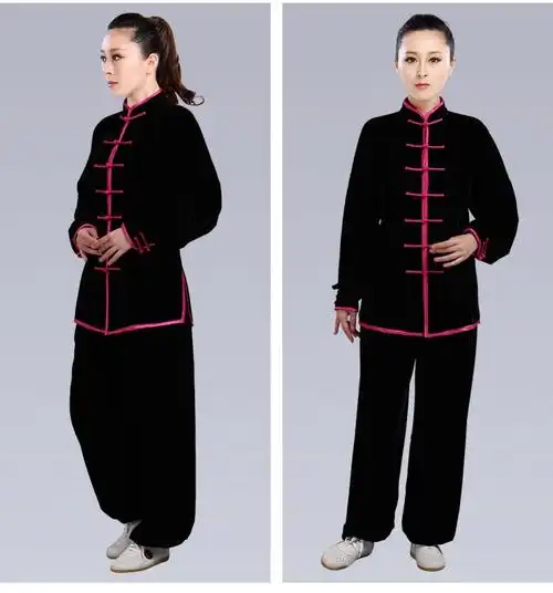 中老年秋冬晨练服棉麻太极服套装冬装加绒加厚金丝绒不倒绒南韩绒练功