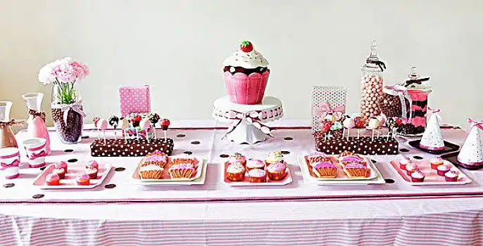 桌子,女孩,生日派对