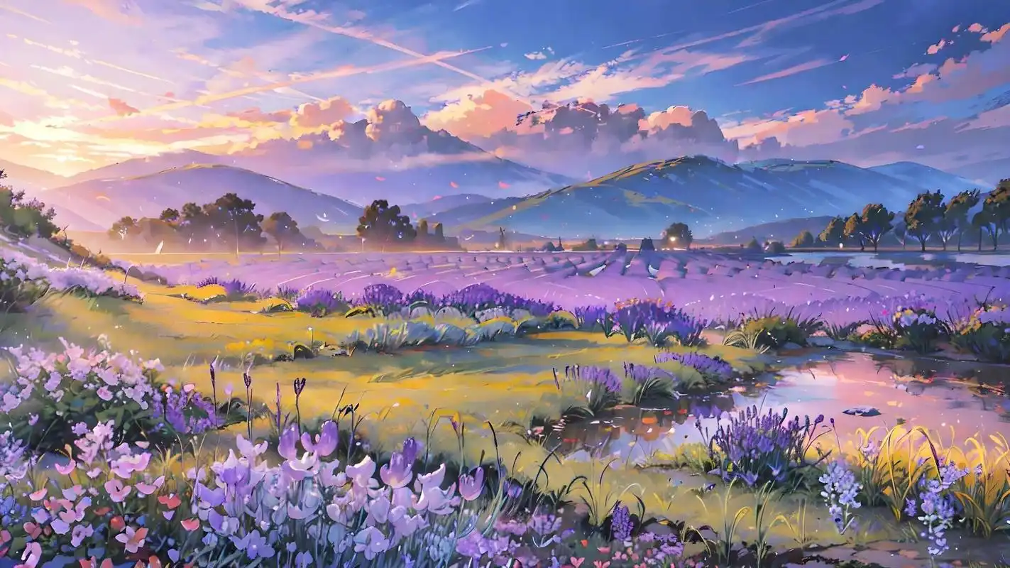 紫色花海,治愈系风景横版 有一种薰衣草的秘密沉溺在迷迭香的回忆里