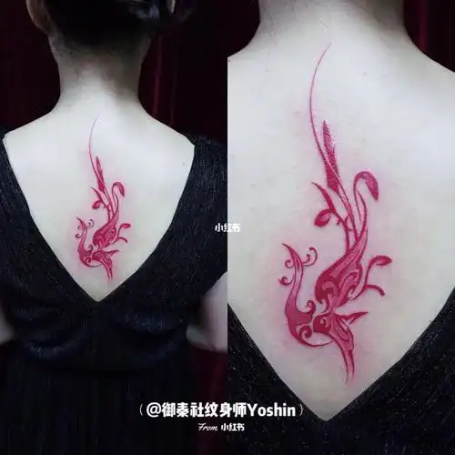 但得符合自己的气质凤凰纹身图案的形象,体现了东方女人的柔美与气质