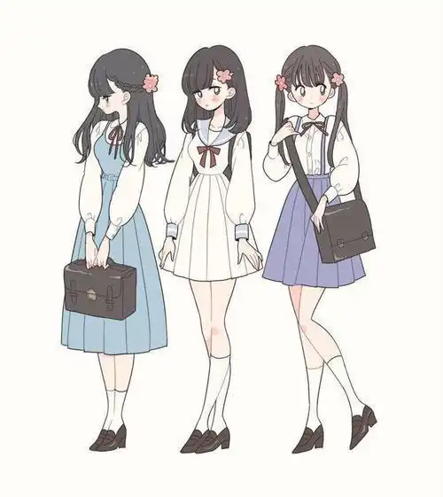 超级卡通的人物形象三个动漫的小姐妹非常适合闺蜜的你们哦喜欢别忘了