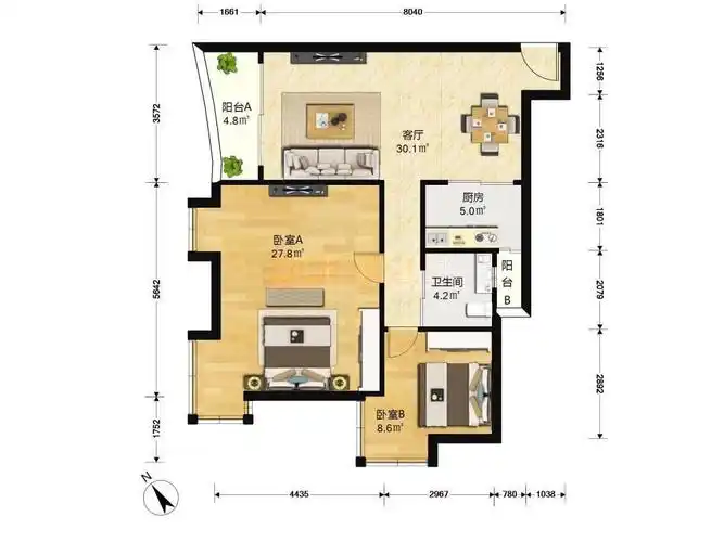 三房,户型正,厅出阳台·保养好 视野开阔·业主诚卖_深圳汇港名苑二手