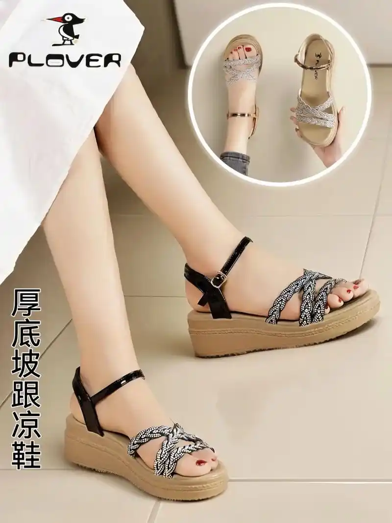 夏季凉鞋女鞋时尚百搭软底外穿粗跟厚底平底