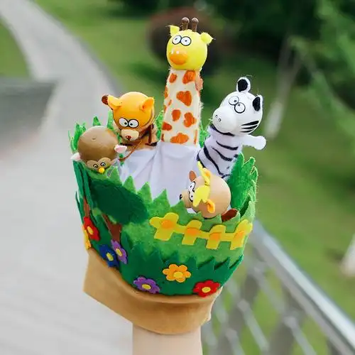 布袋木偶 幼儿园五指手套森林动物指偶手偶亲子教具讲故事游戏布袋