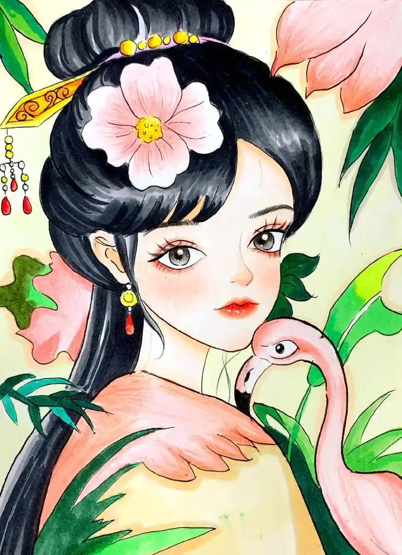 古风人物绘画 #马克笔手绘 #古风 # - 抖音